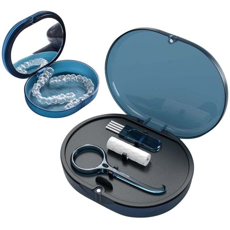 Aufbewahrungsetui für Mundschutz, Etui mit Klappdeckel, großes Etui für den Nachtgebrauch, für Frauen, Männer, Jugendliche und Erwachsene. (Blau)