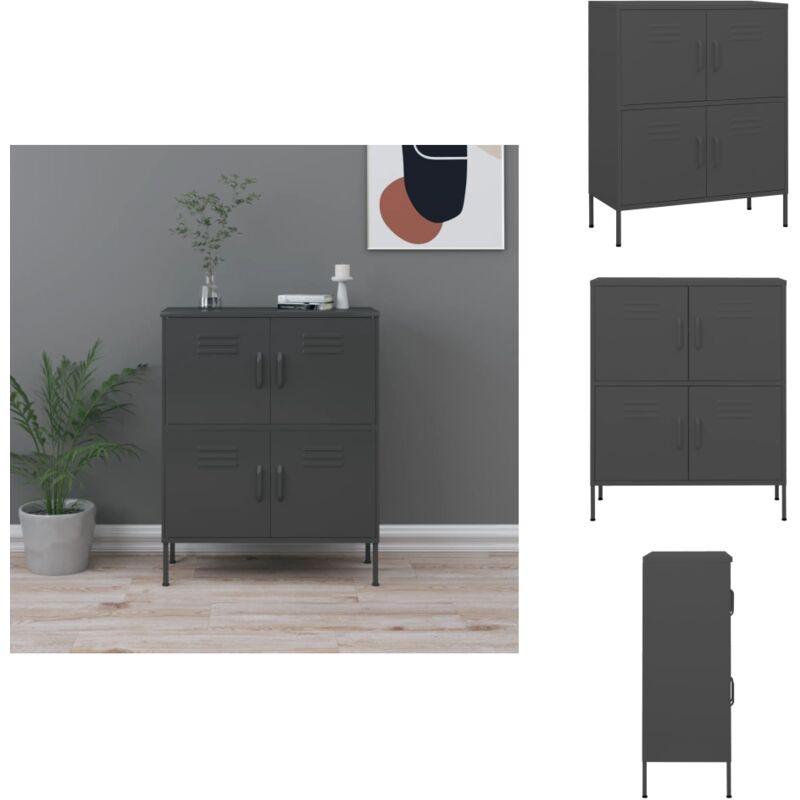 Lagerschrank Anthrazit 80x35x101,5 cm Stahl - Schrankschubladen - Metallschrank - Anthrazit Schrank - Stahlschrank - Lagerraum