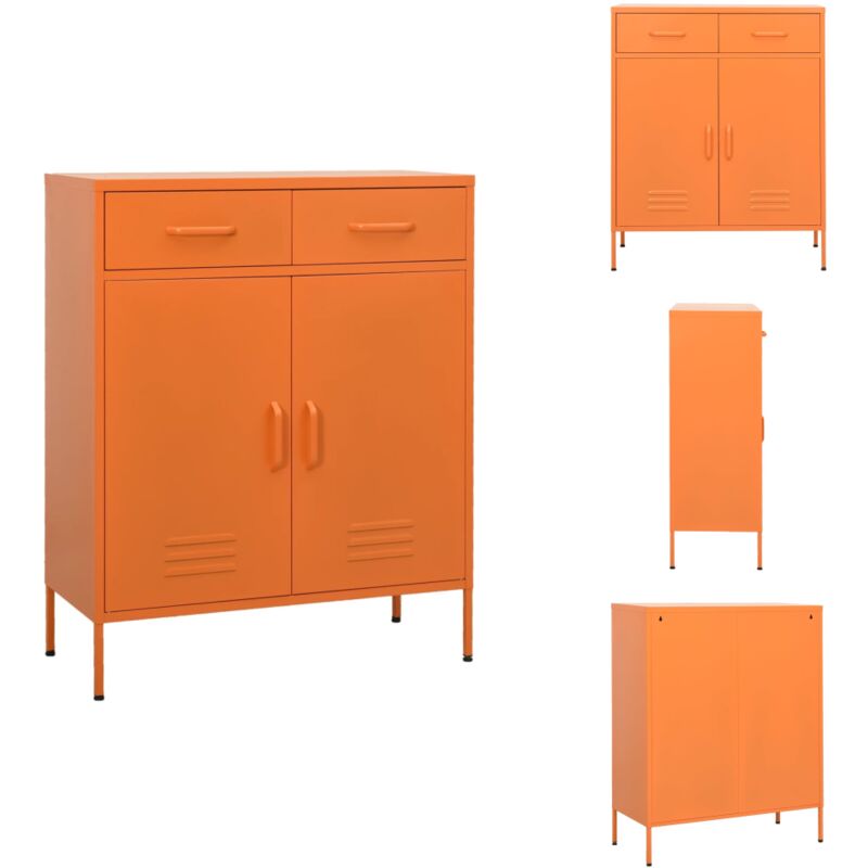 Lagerschrank Orange 80x35x101,5 cm Stahl - Ordnung Schaffen - Lagerschrank - Stahlschrank - Aufbewahrungsraum - Wohnzimmermöbel