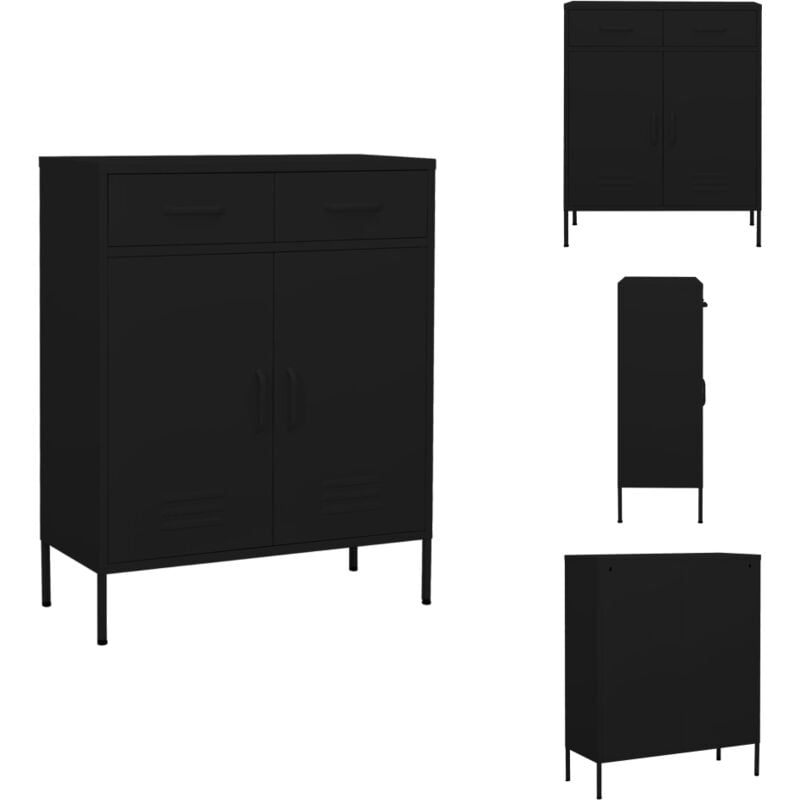 Lagerschrank Schwarz 80x35x101,5 cm Stahl - Stahlschrank - Garderobe - Aufbewahrungsraum - Wohnzimmermöbel - Schlafzimmermöbel