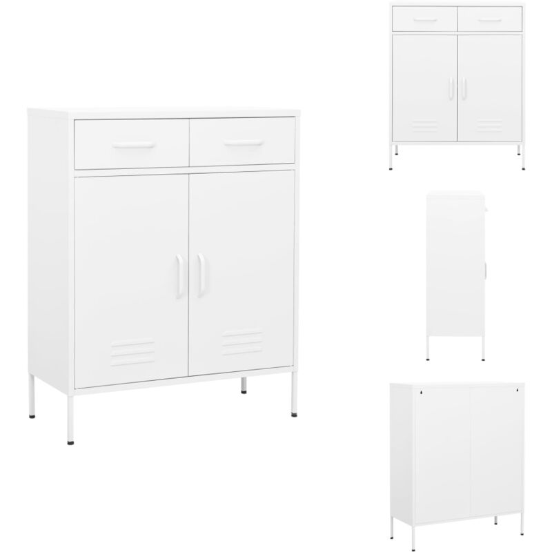 Lagerschrank Weiß 80x35x101,5 cm Stahl - Stahlschrank - Weißer Schrank - Garderobe - Aufbewahrungsraum - Wohnzimmermöbel