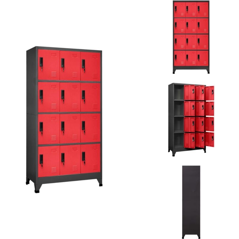 Vidaxl - Schließfachschrank Anthrazit und Rot 90x45x180 cm Stahl - Schliessfachschrank - Metallschrank - Garderobe - Bürobedarf - Lagerraum
