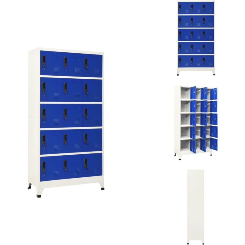 Schließfachschrank Grau und Blau 90x40x180 cm Stahl - Schliessfachschrank - Metallschrank - Garderobeschrank - Bürobedarf - Lagerraum