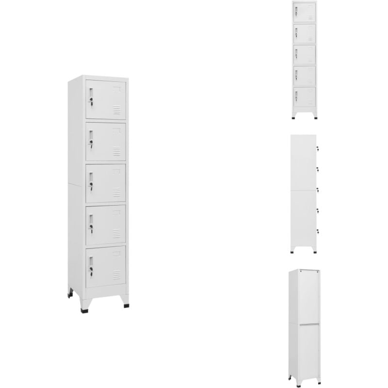 Schließfachschrank Hellgrau 38x40x180 cm Stahl - Metallschrank - Schliessfachschrank - Bürobedarf - Aufbewahrungsbox - Garderobe