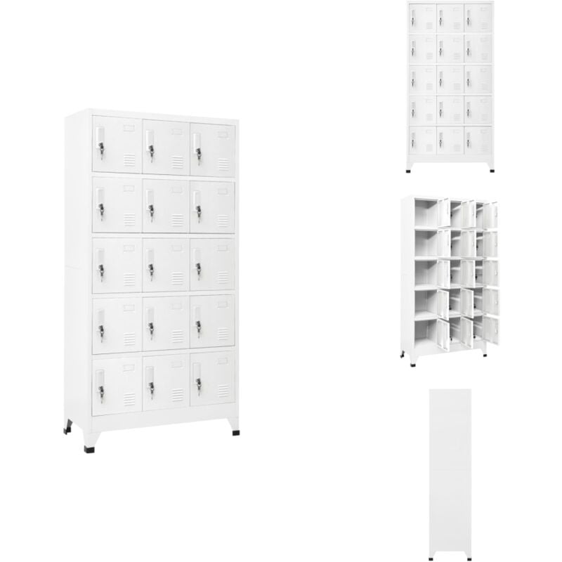 Schließfachschrank Hellgrau 90x40x180 cm Stahl - Schliessfachschrank - Metallschrank - Garderobe - Bürobedarf - Lagerraum