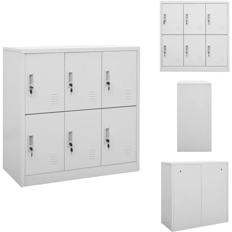 Schließfachschrank Hellgrau 90x45x92,5 cm Stahl - Schliessfachschrank - Metallschrank - Bürobedarf - Garderobe - Aufbewahrungsbox