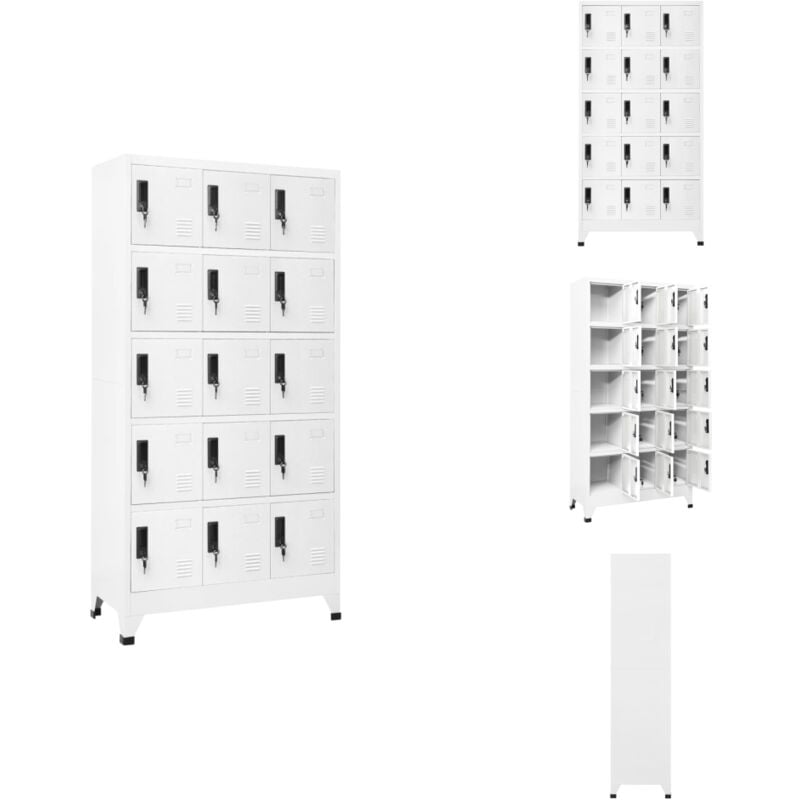 Schließfachschrank Weiß 90x40x180 cm Stahl - Schliessfachschrank - Lagerschank - Metallschrank - Bürobedarf - Garderobe