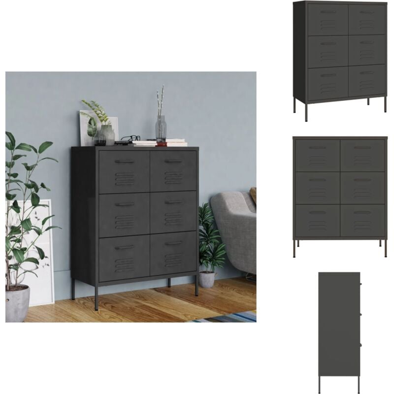 Schubladenschrank Anthrazit 80x35x101,5 cm Stahl - Schubladenschrank - Lagerschrank - Metallschrank - Stahltürenschrank - Aufbewahrungsraum