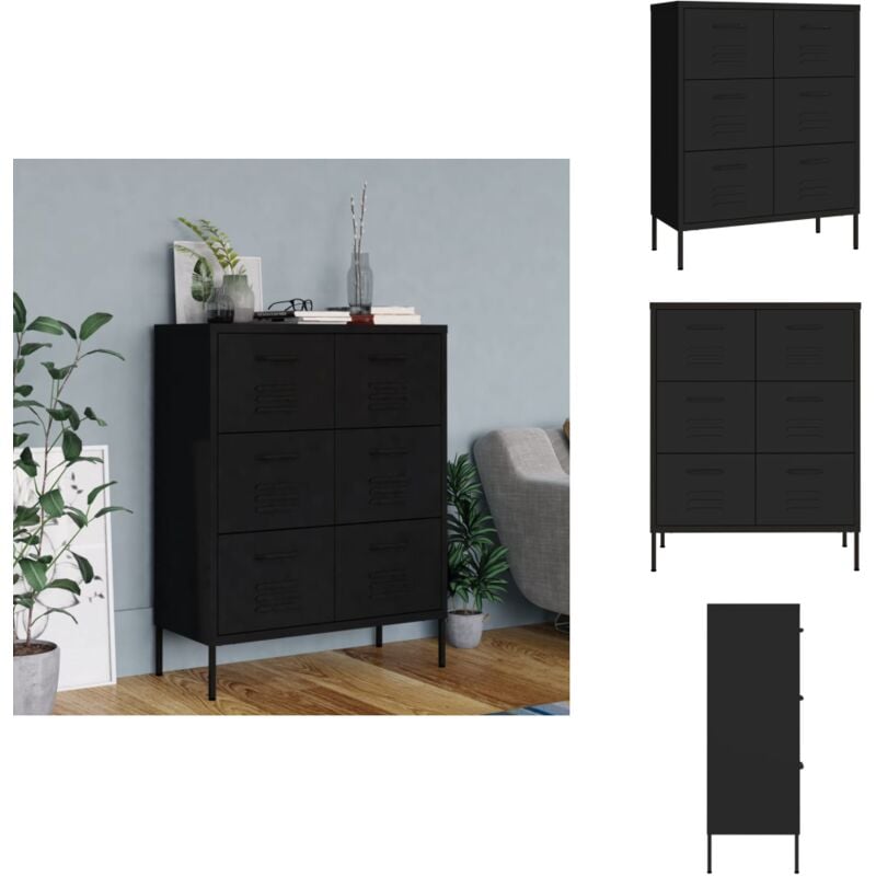 Schubladenschrank Schwarz 80x35x101,5 cm Stahl - Schubladenschrank - Lagerschrank - Metallschrank - Stahltürenschrank - Aufbewahrungsraum