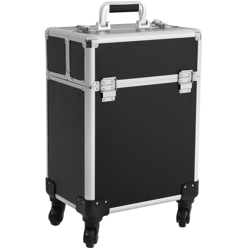 Aufbewahrungstasche f체r Make-up mit 4 F채chern Make-up-Tasche mit Rollen f체r Reisen, Kosmetikkoffer mit Schl체sseln, Reisetasche f체r Friseure