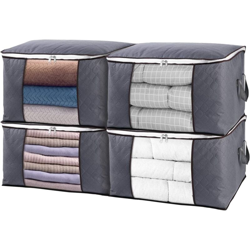 Alovez - Aufbewahrungstasche für Kleidung mit großem Fassungsvermögen, 4er-Pack Schrank-Organizer für Bettdecken, Decken, Bettzeug, faltbar