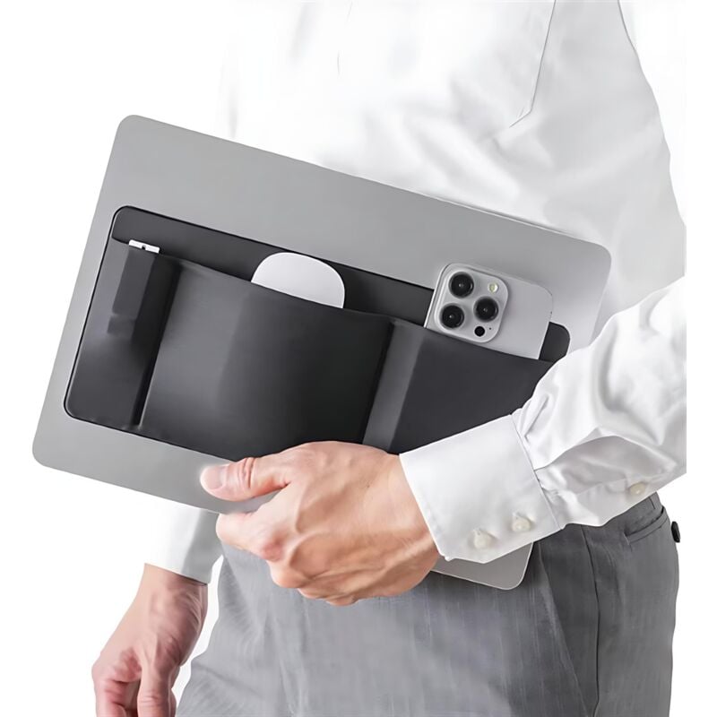 Aufbewahrungstasche mit 3 Fächern, Laptop-Mausständer, externes MacBook-Festplattengehäuse, Laptop-Mausständer (schwarz)