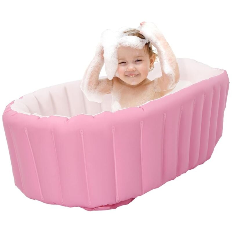 Aufblasbare Badewanne pvc faltbare Baby-Badewanne für Kleinkinder Tragbare Badewanne für Kleinkinder, 0-3 Jahre, 98x64x28cm (Pink)