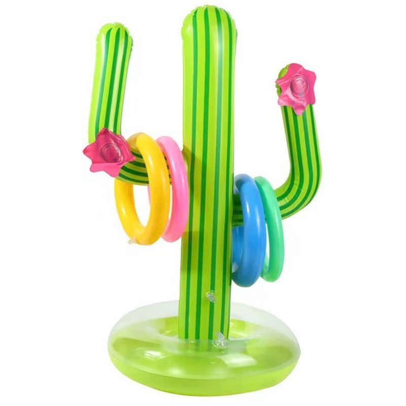 Aufblasbarer Kaktus aus PVC, Wasserspielzeug, Kinderspielzeug, Zwinge, 1 Kaktus + 4 Zwingen, 63 x 30 cm