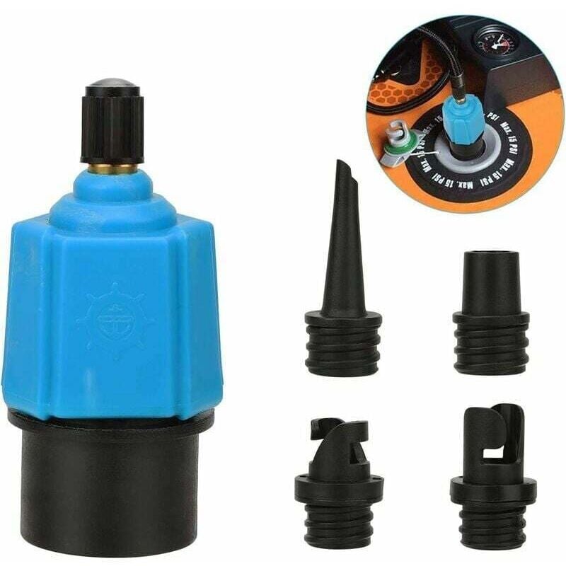 Aufblasbarer SUP-Pumpenadapter, Luftpumpenkonverter, Multifunktions-SUP-Ventiladapter mit 4 Luftventildüsen für Schlauchboot, Paddleboard, Luftbett,