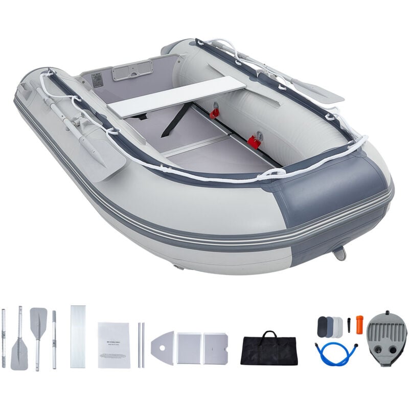 Aufblasbares Schlauchboot von Mophorn Sport-Beiboot für 4 Personen mit Heckspiegel, Tragkraft 1000 lbs, Bootsboden aus Marineholz, verstellbare