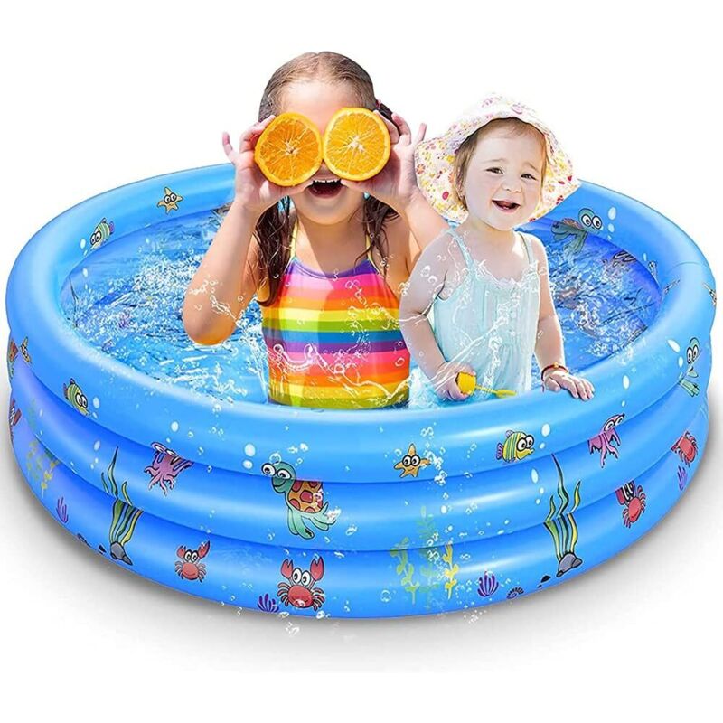 Aufblasbares Schwimmbecken für Kinder Rutschfestes aufblasbares Planschbecken 3 Ringe 100 x 38 cm