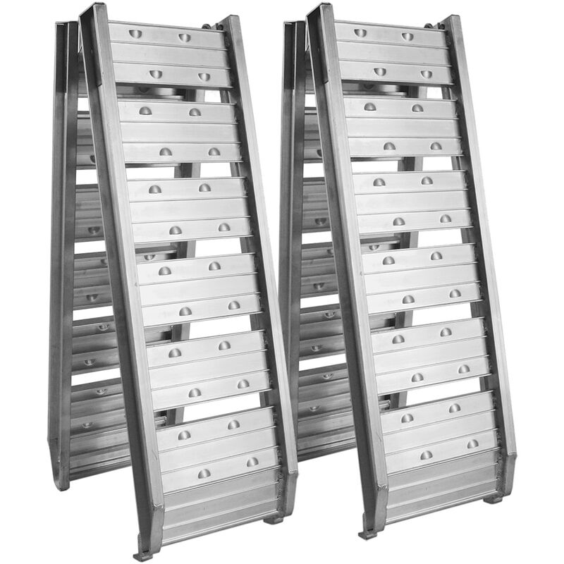 Wiltec 2x Auffahrrampe 182cm 400 kg für Motorrad ATV Quad, Aluminium Auffahrschiene faltbar, Verladerampe rutschsicher