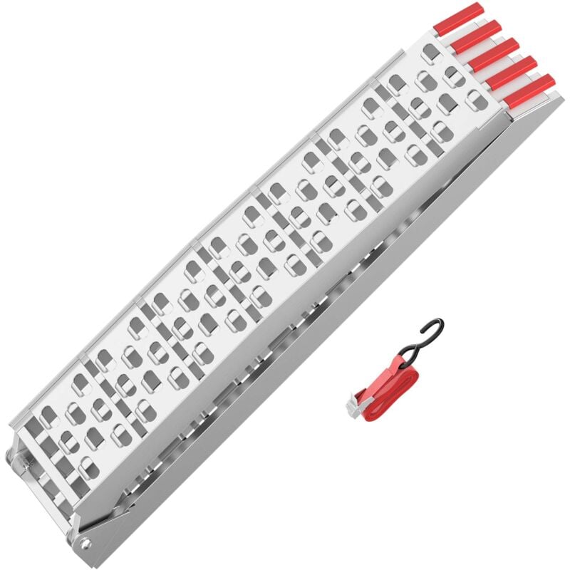 Wiltec Auffahrrampe 226 cm 410 kg für ATV Quad Motorrad, Aluminium Auffahrschiene faltbar, Verladerampe rutschsicher