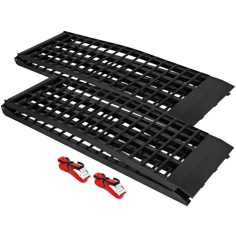 Wiltec 2x Auffahrrampe 274 cm 680 kg für Quad ATV Motorrad, Aluminium Auffahrschiene faltbar, Verladerampe rutschsicher