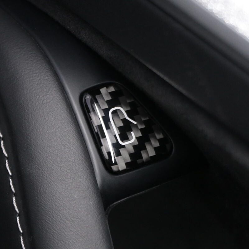 Aufkleber für die Türöffnungstaste, kompatibel mit Tesla Model 3 2023–2020, Model Y 2024–2020, Türschlossschalterverkleidung aus Kohlefaser,