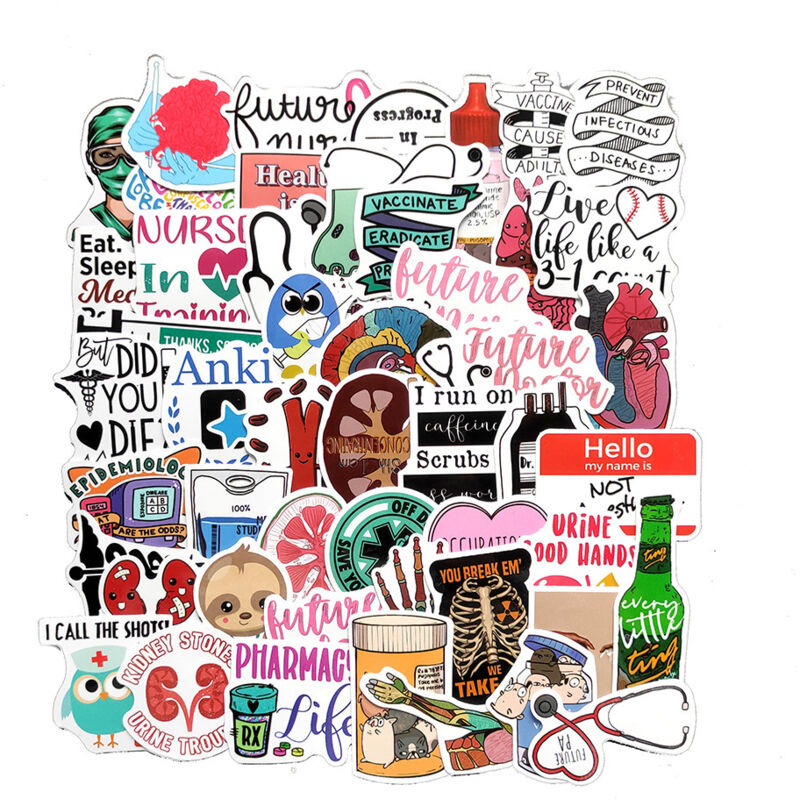 Aufkleber für medizinisches Personal, wasserfeste Etiketten, Graffiti, Spielzeug, Laptop, Fahrrad, Gitarre, Skateboard, Kinder, Bastelbedarf, 50