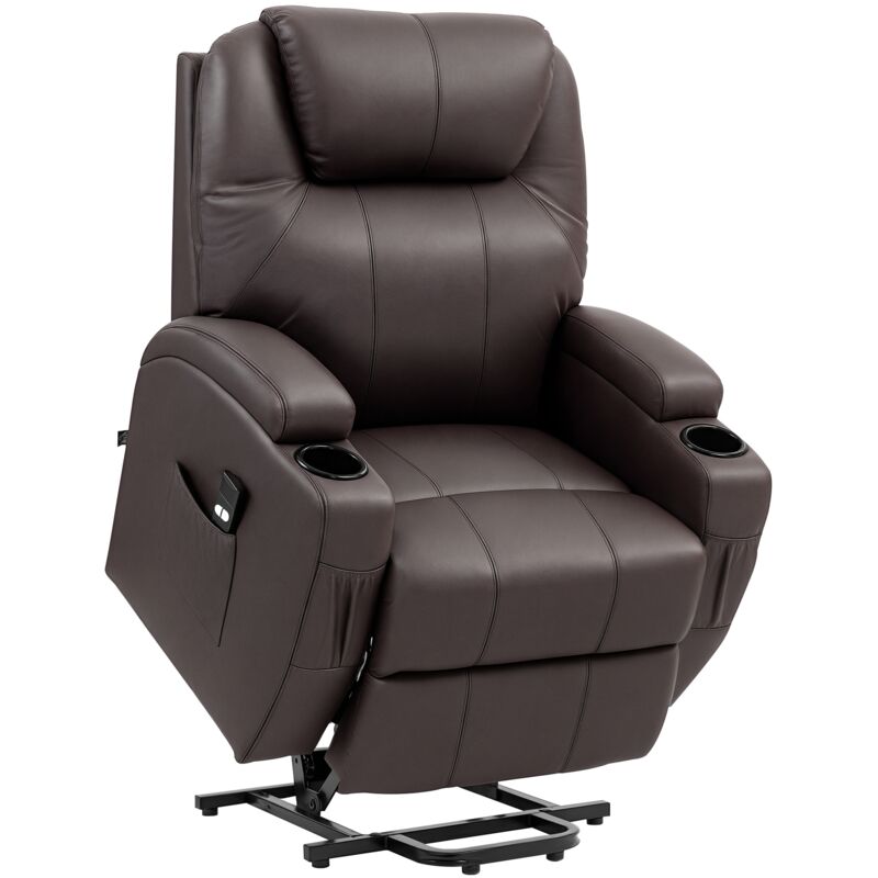 Homcom - Fernsehsessel mit Aufstehhilfe Elektrisch Relaxsessel mit Liegefunktion, TV-Sessel mit Becherhalter, Seitentasche und Fernbedienung,