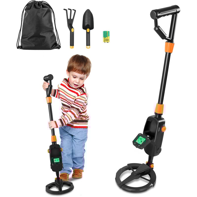 AUFUN Metalldetektor Kinder, Leichter Metalldetektoren mit LCD-Anzeige & Präzisionsfunktion, inkl. Batterie, Tragtasche, Schaufel, für Kinder und