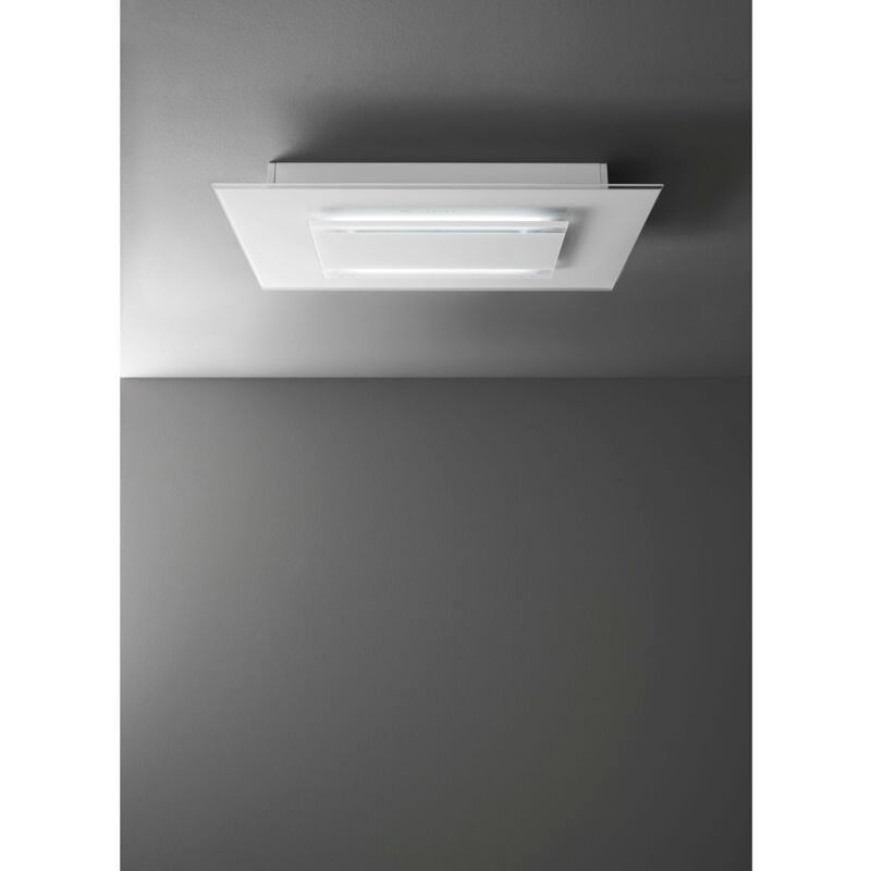 Falmec Decken-Dunstabzugshaube Aura 120 Weiß Glas 1200mm mit Randabsaugung und 5 Jahre Garantie - Touchbedienung, LED-Beleuchtung, Carbon.Zeo-Filter,