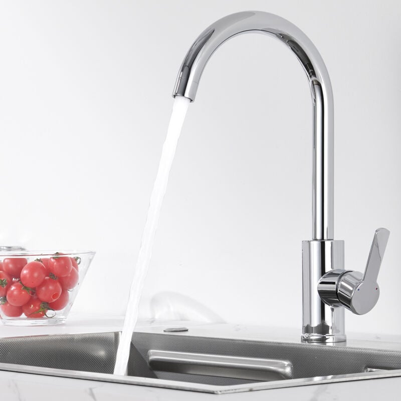 Küchenarmatur, Hochdruck 360° Drehbar Wasserhahn Küche, Edelstahl Mischbatterie Küche, Spülenarmatur mit Einhebel, Chrom - Auralum Max