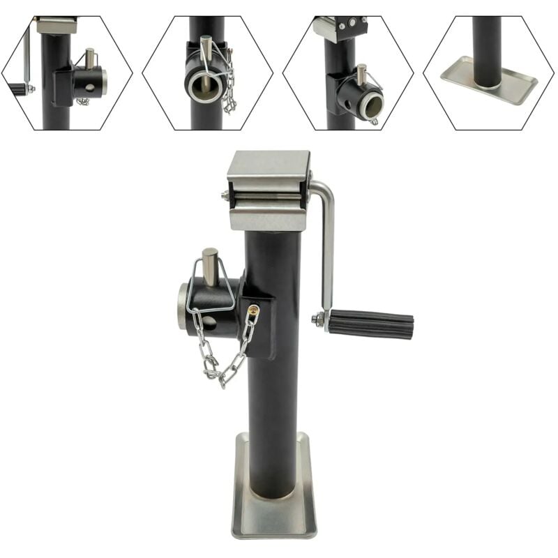 Ausdrehstütze Anhänger Ausdrehbar Ausdrehstütze Baggerstütze Stützfuss Wohnwagen Side Winder Trailer Lift + Support Jack Leg 1000Kg w/Hand Crank for