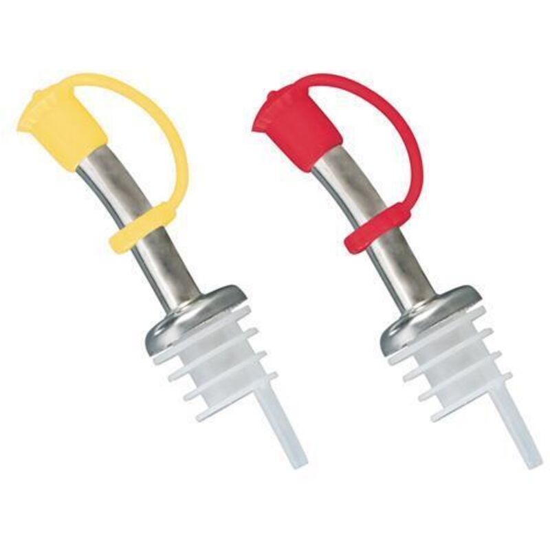 Tescoma - Presto Ausgießer für Flaschen in Standardgröße aus Edelstahl und rotem und gelbem Kunststoff (2 Stück)