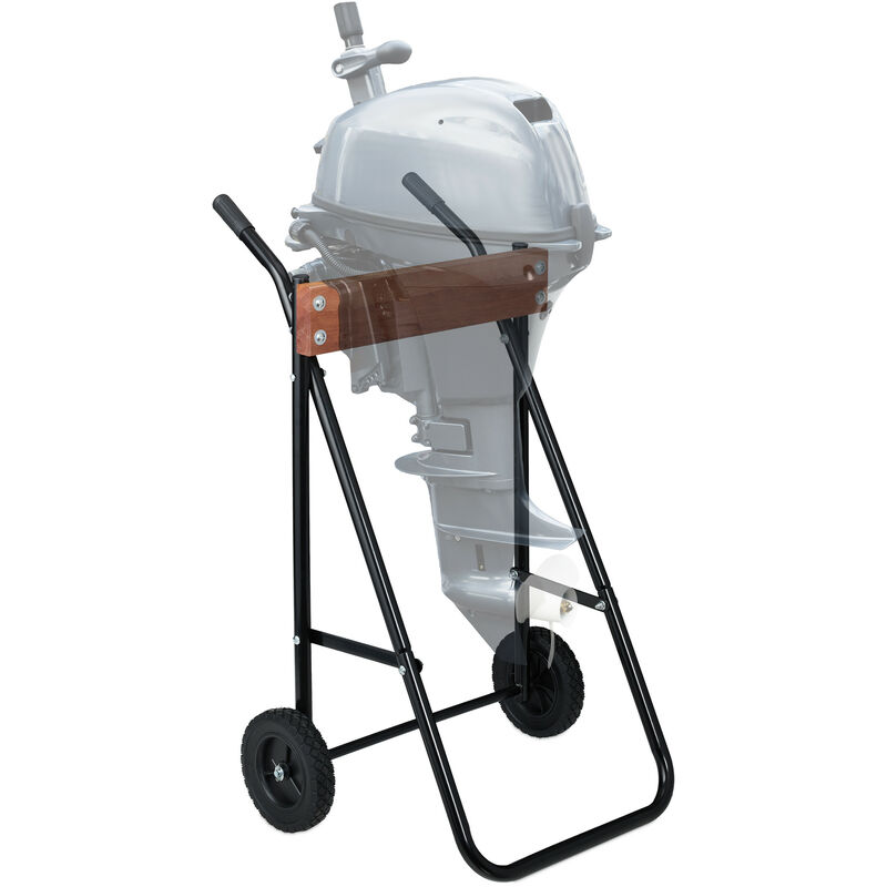 Relaxdays - Außenborder Ständer, Lagerung & Transport, Langschaft Außenbordmotor, bis 100 kg, Stahl, Motorhalter, schwarz