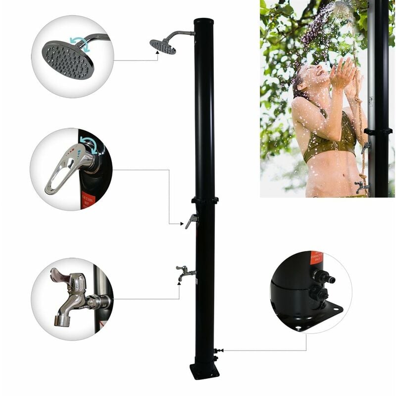 Außendusche Solardusche Schwarz Gartendusche 35L Campingdusche Pooldusche Outdoor Dusche Fußdusche Schwimmbaddusche Regendusche