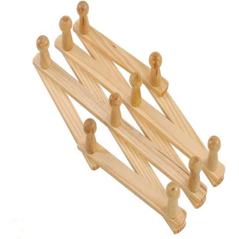 Ausziehbare Garderobe aus Holz von KZQ Akkordeon-Kleiderbügel aus Holz zum Aufhängen von Hüten, Mützen, Bechern, Mänteln, Handtaschen und