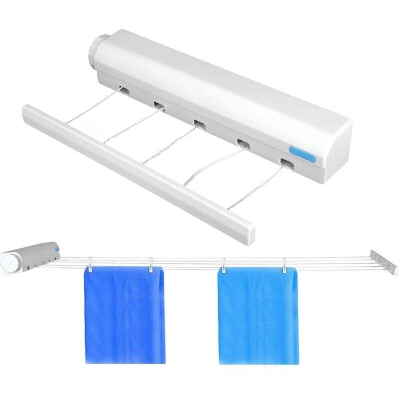 Ausziehbarer Wandwäschetrockner, Wandwäschetrockner mit 5 3,75 Meter langen Leinen, Wäschetrockner für drinnen und draußen