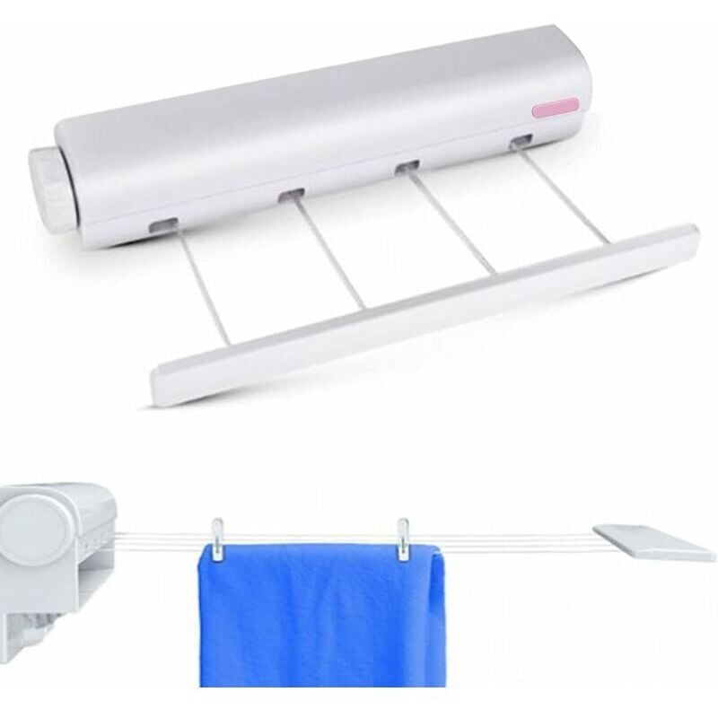 Ausziehbarer Wäschetrockner zur Wandmontage, Wandwäschetrockner mit 4 x 3,2 Meter langen Leinen, Wäschetrockner für drinnen und draußen,