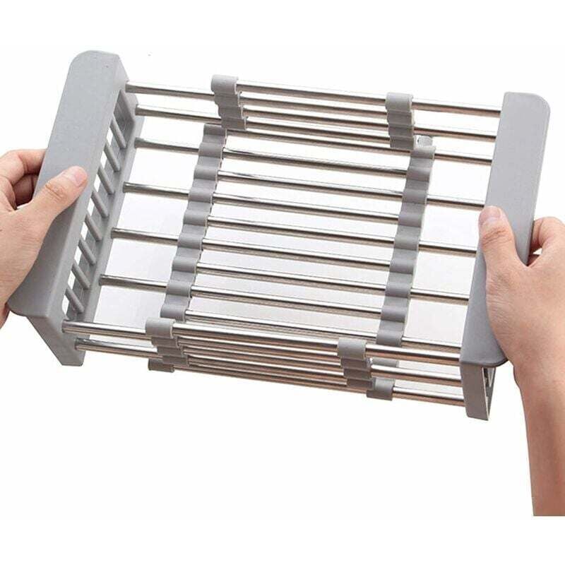 Ausziehbares Abtropfgestell, Abtropfgestell aus Edelstahl über der Spüle mit verstellbaren Armen, Abtropfgestell in der Spüle oder auf der