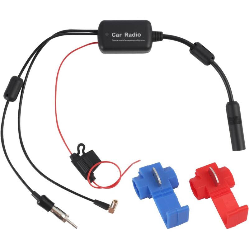 Auto Antennenverstärker 12V, DAB Splitter Autoradio Für FM AM DAB DAB+, Antennenverstärker Autoradio Mit 22dB Verstärkung, SMB Auf DIN Adapter,