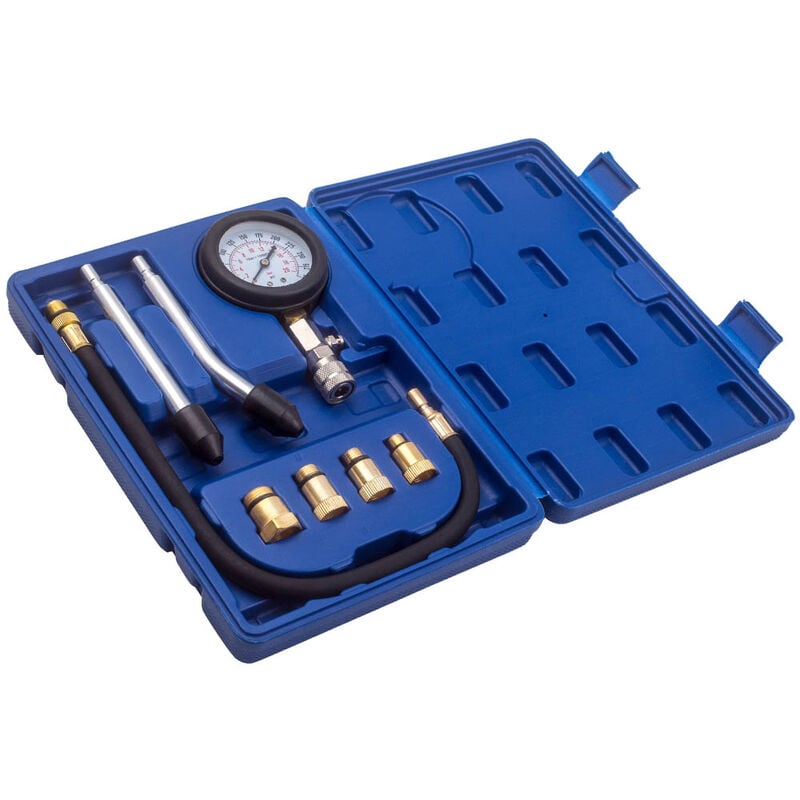 Auto Benzin Zylinder Kompressor Druck Tester Manometer kfz WerkzeugKompressionstester Kompressionsprüfer Benzin pkw/lkw Tester Megert 8tlg.