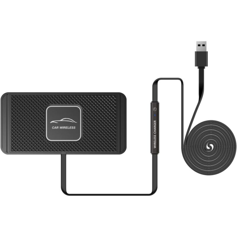 Induktionsladegerät fürs Auto, 10W rutschfeste Schnellladefläche, universelle induktive Autohalterung für Handys, Kopfhörer usw. (1m USB-Kabel)