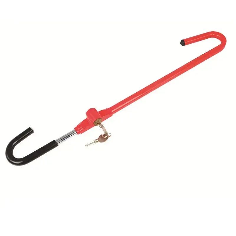 Auto-Lenkrad-Pedalschloss, gut sichtbarer gelber Stock, Sicherheitsschloss aus Stahl, verstellbarer Haken und ausziehbar, universelle