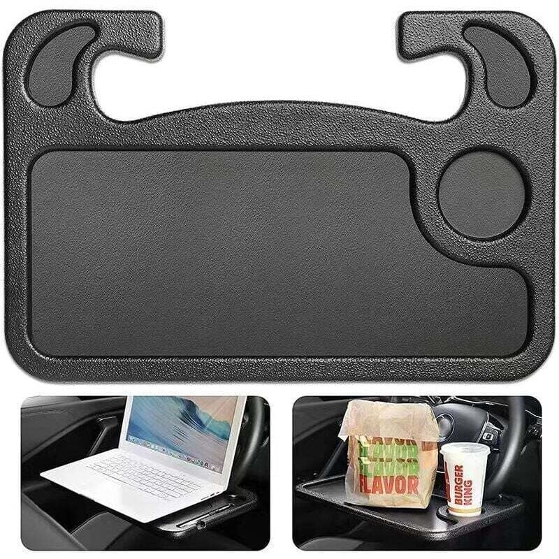 Aiperq - Auto-Lenkradtisch, schwarzer Laptop-Tisch, tragbares Auto-Lenkradtablett, Auto-Tischhalter für Computer, Essen, Abendessen, Lesen, Schreiben