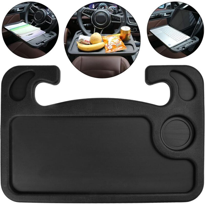 Auto-Lenkradtisch, schwarzer Laptoptisch, tragbares Auto-Lenkradtablett, Autotischständer für Computer, Essen, Abendessen, Lesen, Schreiben, 42
