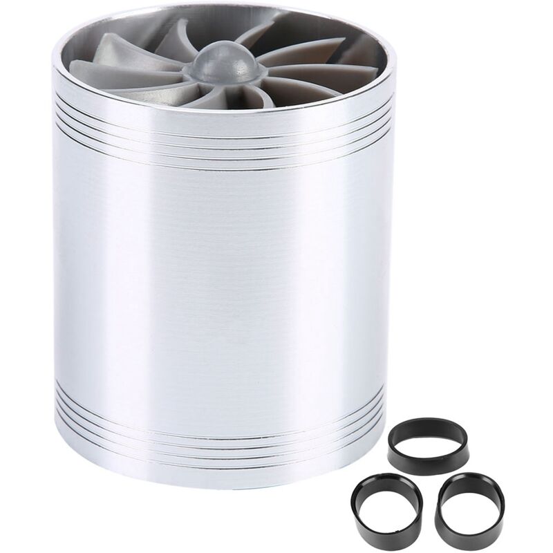 Auto-Luftansaug-Turbolader, Doppellüfter-Turbine, Kompressor, Kraftstoffsparer, silberner Turbo.