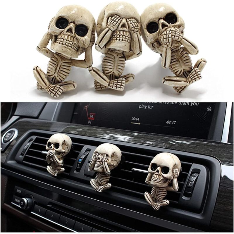 Auto-Lufterfrischer mit Totenkopfmuster, Lüftungsschlitzclip, Gothic-Accessoire für LKW, Jeep, für Männer, Frauen und Teenager, Gruselduft,