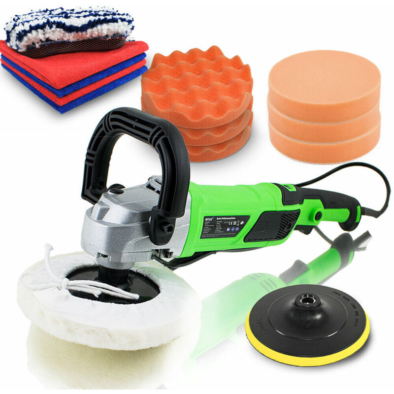 Auto Poliermaschine 1500W Lack Autopolierer Poliergerät Autopflege Polierset 9 - Poliermaschine mit 1500W & umfangreichen Polierzubehör