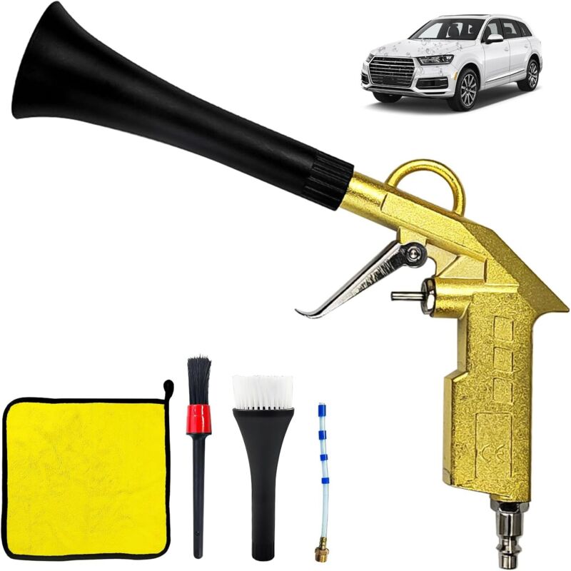 Auto Reinigungspistole Kit, Innenraum Auto Detailing Tools mit Düse und Staubbürste, Luftgebläse für Auto Detailing, Auto Detailing Luftpistole,