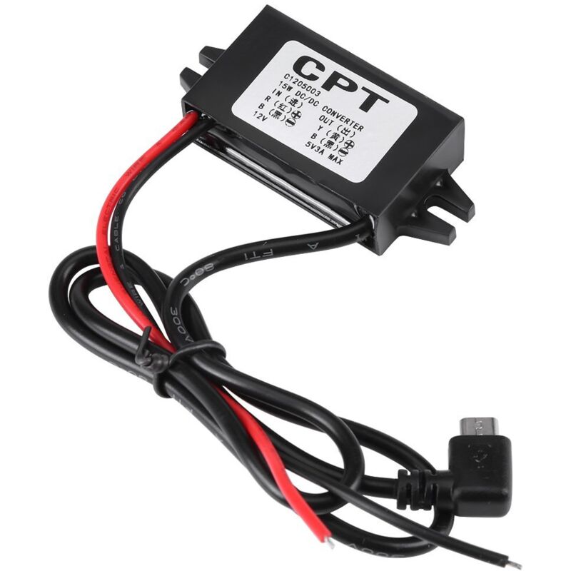 Auto-Spannungswandler DC-DC 12 V auf 5 V/3 A, Auto-Spannungswandler, Micro-USB, wasserdichter Spannungsregler für Autoradio, Radio, Überwachung,