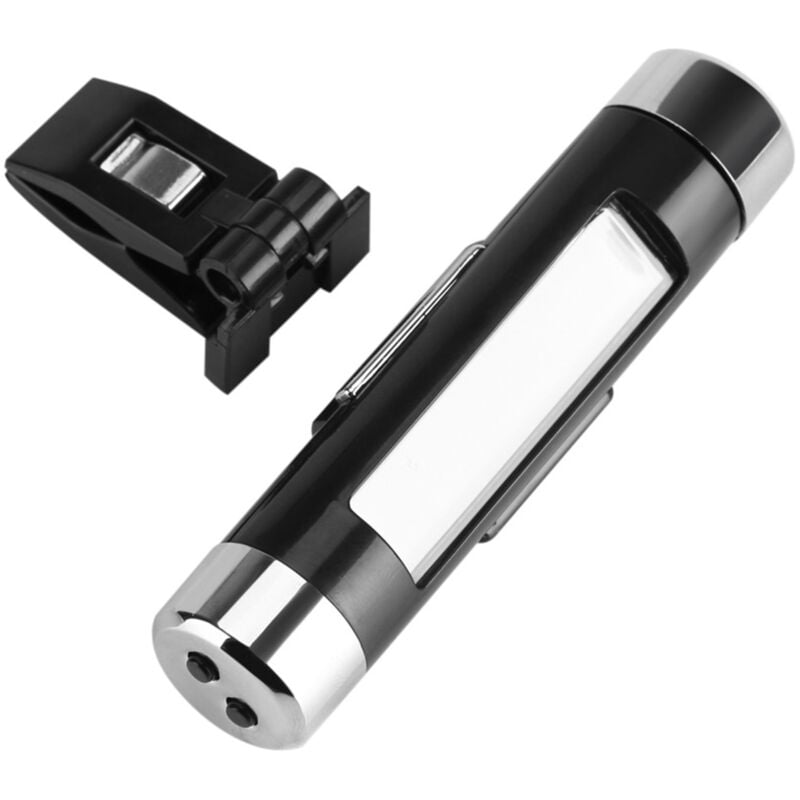 Auto-Uhr-Thermometer, LCD-Thermometer aus Edelstahl, digitale Kfz-Uhr mit Hintergrundbeleuchtung, zum Anclipsen für Auto und LKW (weißer Hintergrund)